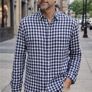 J. Crew Navy and White Plaid Men's Shirt